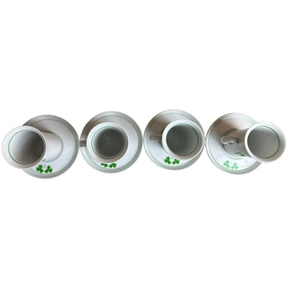 The Toscany Collection By Feeney Japan White Irish Clover Cup & Saucer Set of 4 - Picture 4 of 7